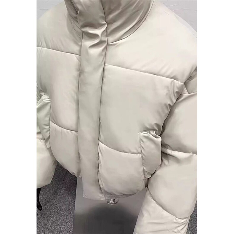 现货5W件冬季三防重磅boxy短款羽绒连帽PU皮棉衣外套防风加厚棉服,男装棉衣,电商A443