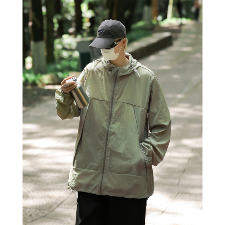 冰丝防晒衣男夏季薄款户外运动连帽冲锋外套防紫外线防晒服,男装防晒衣,星座410-7