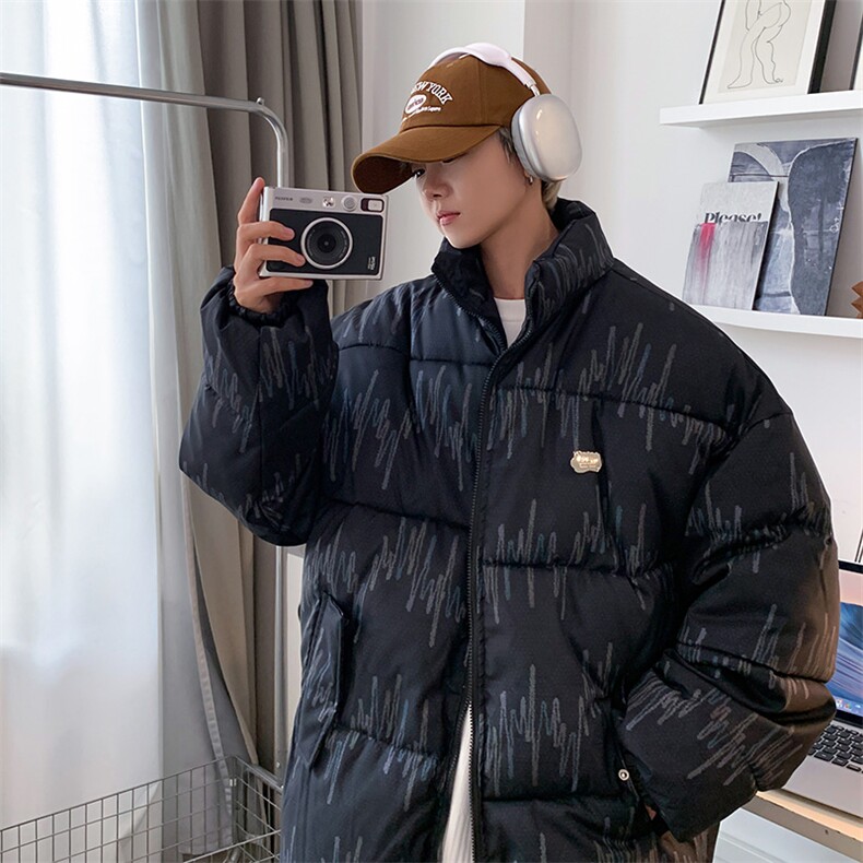 棉服男女七彩线印花棉衣立领面包服棉袄加厚外套3359-P70控108,男装棉衣,星座207