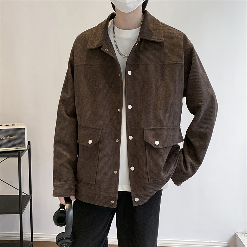 灯芯绒外套男款春秋季新款美式潮衣服工装夹克休闲上衣 jk555-P70图片