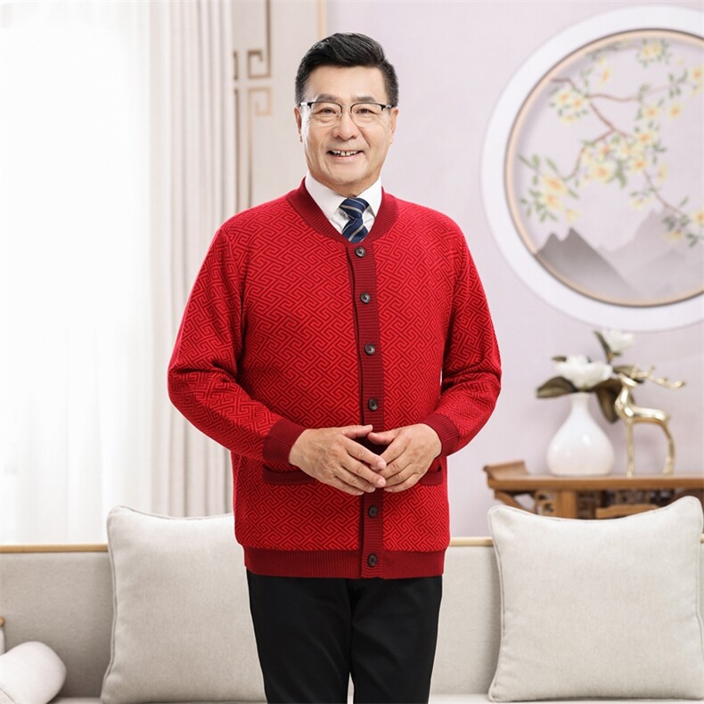 中老年女装羊毛外套秋冬保暖舒适优雅长袖开衫弹力袖口设计百搭，女装中老年女装，思涛羊绒