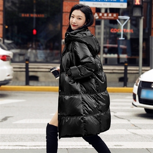时尚韩版长款羽绒服女冬季新款修身显瘦连帽外套保暖加厚大衣图片