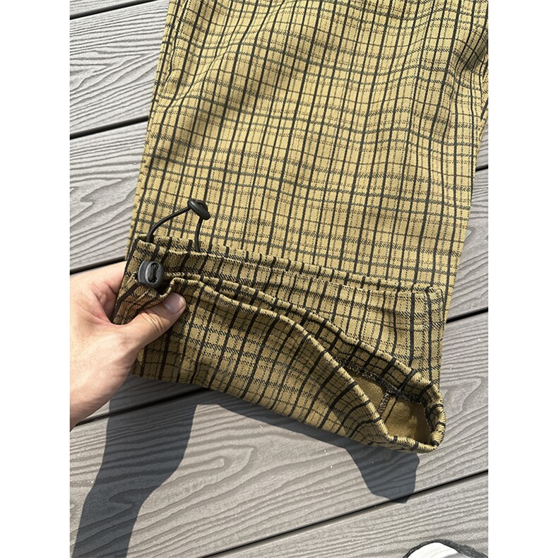 现货【自家图】格纹抽绳阔腿休闲裤-特P50，男装休闲裤，星座617C