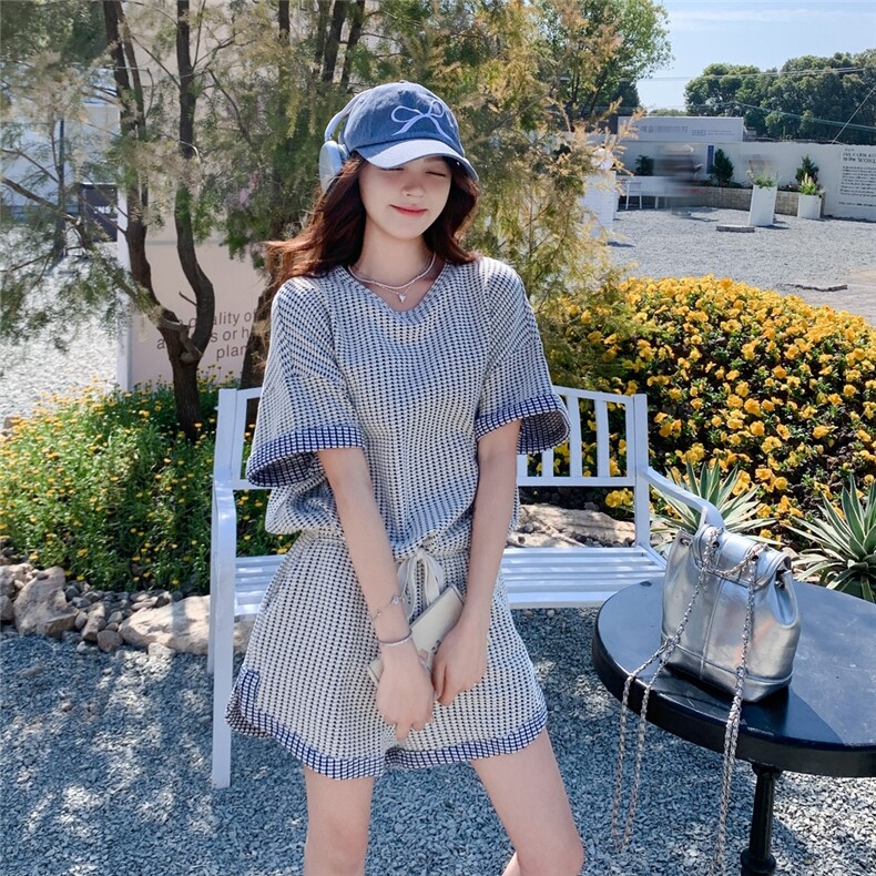 INS风老钱风时尚套装气质上衣时尚家居服夏季薄款显瘦运动休闲,女装套装/套裙,浙宝208