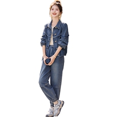 新中式牛仔套装女2025春秋新款欧货复古休闲时尚显瘦减龄两件套潮，女装套装/套裙，欣品汇