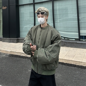 美式高街飞行员棉服男高级感街头痞帅解构廓形加厚棒球领棉衣外套