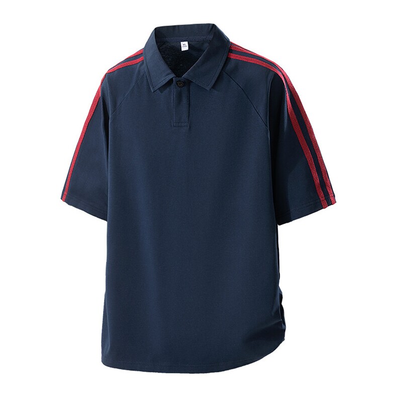 日系条纹拼接polo衫短袖t恤男夏季美式重磅宽松休闲五分袖，男装T恤，星座1206（原A206）