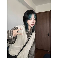 新款假两件工装长袖衬衫男生春秋潮牌复古条纹衬衣外套LC499-P63，男装衬衫，星座1008