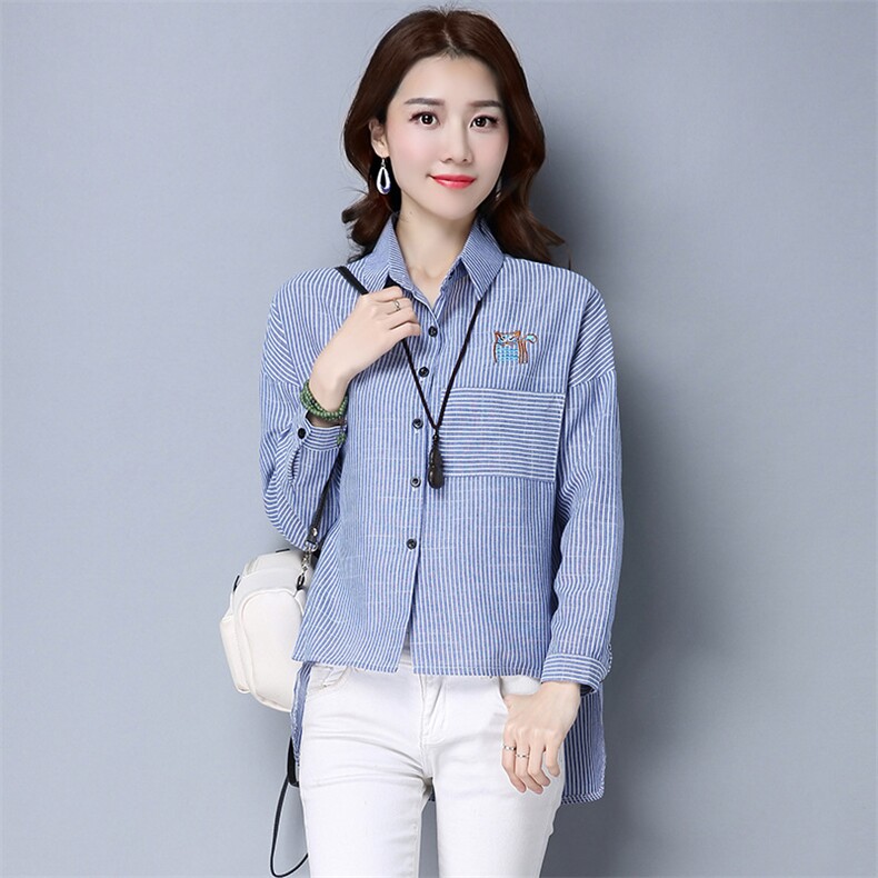 衬衫棉修身通勤排扣优雅韩版2021年春季长袖开衫宽松,女装衬衫,奕阳依阁