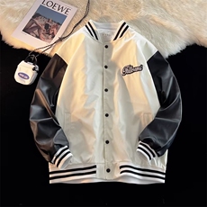 春季潮牌PU皮棒球服外套男港风ins潮流宽松休闲夹克W6921-P53，男装夹克，星座512-2