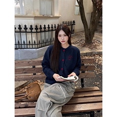 韩系氛围感穿搭减龄洋气毛外穿慵懒风开衫外套MY2505，女装短外套，星座208-5