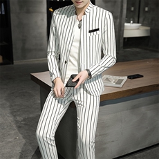 T087-P120春秋男士时尚条纹西服两件套装青年职业装，男装西服，星座507A（原星座306B-2）