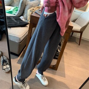多色针织束脚裤图片