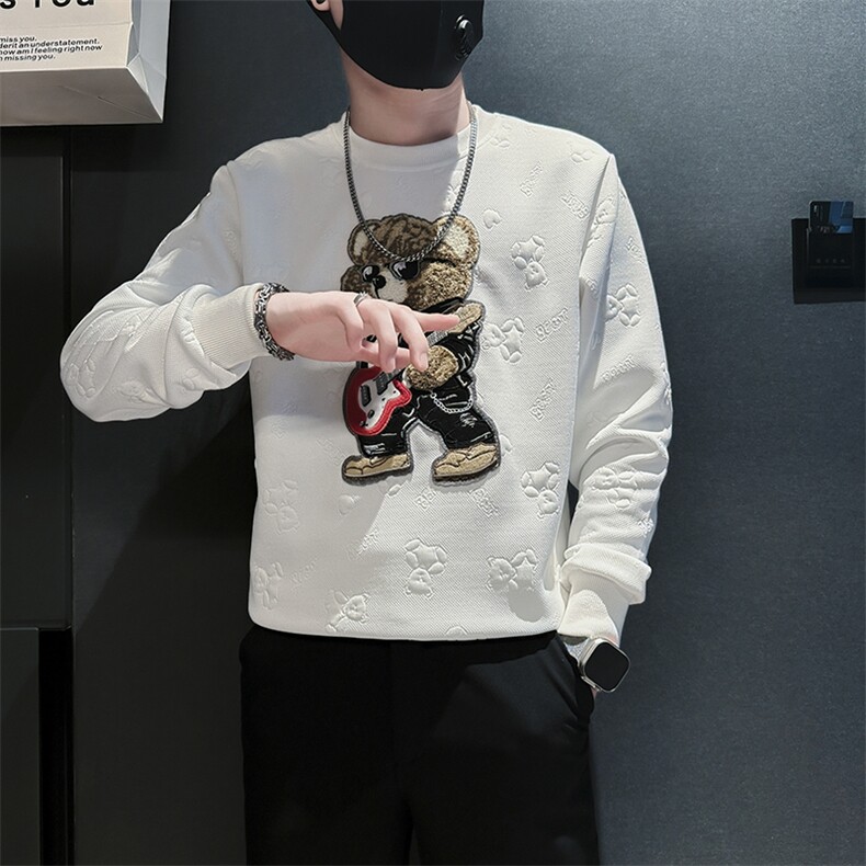 痞帅高级感小熊圆领卫衣外套男社会小伙店主风301C-WY46-P58控78，女装短外套，星座301C（原B323）