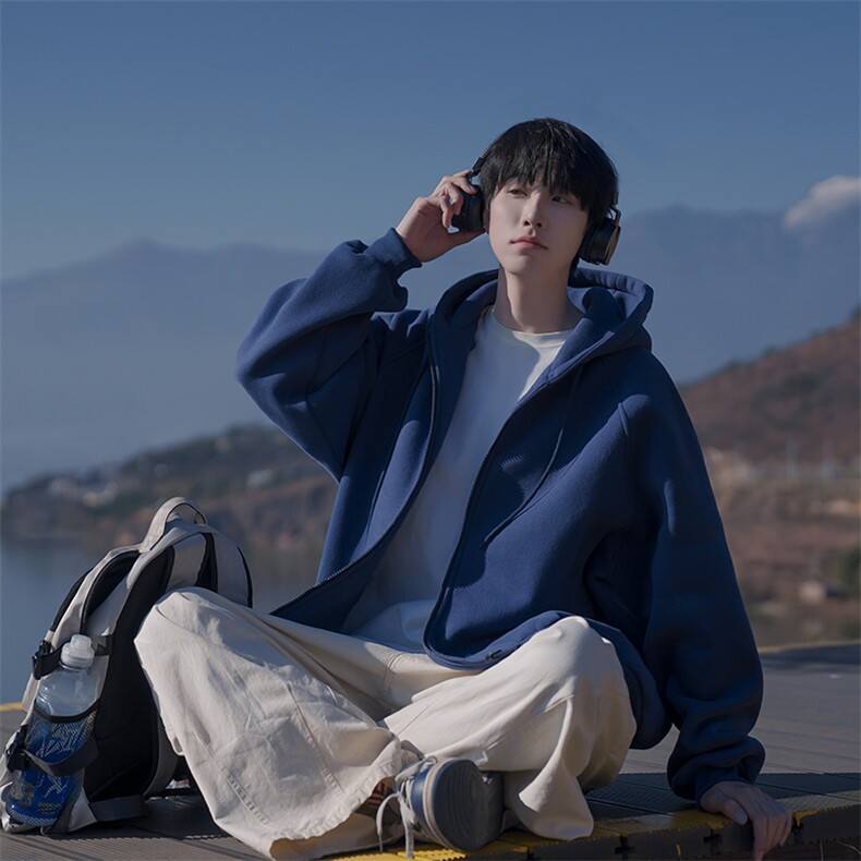 开衫卫衣男春秋款高街连帽衫B225-A6401-P95-X118,男装卫衣,电商B225