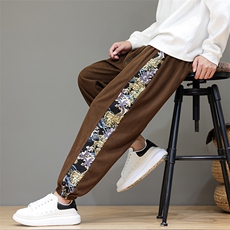 风灯芯绒撞色拼接哈伦裤男秋冬季运动束脚休闲长裤子WK17-P50，男装休闲裤，星座219