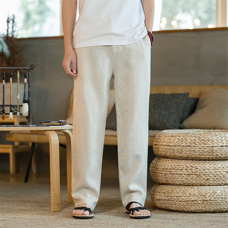 亚麻裤男男士休闲裤男春夏季直筒薄款纯色透气长裤A221A/ K316,男装休闲裤,电商A221A