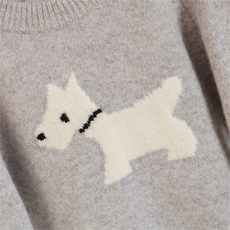 2025年秋季新款插肩提花小狗花纹针织羊毛衫舒适休闲，童装儿童羊毛衫，群鹿羊绒