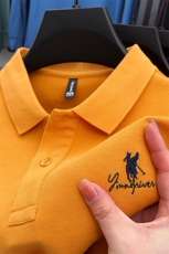 长袖T恤男士2023年春秋季翻领男装商务休闲纯棉潮流上衣服polo衫，男装T恤，电商B212（原钱塘6029）