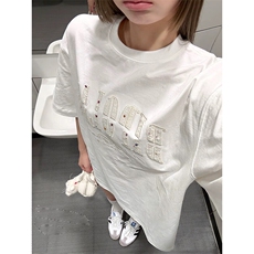 万针全刺绣工艺抖音得物高品质260克重磅纯棉双纱美式高街短袖T恤，男装T恤，电商A486-1