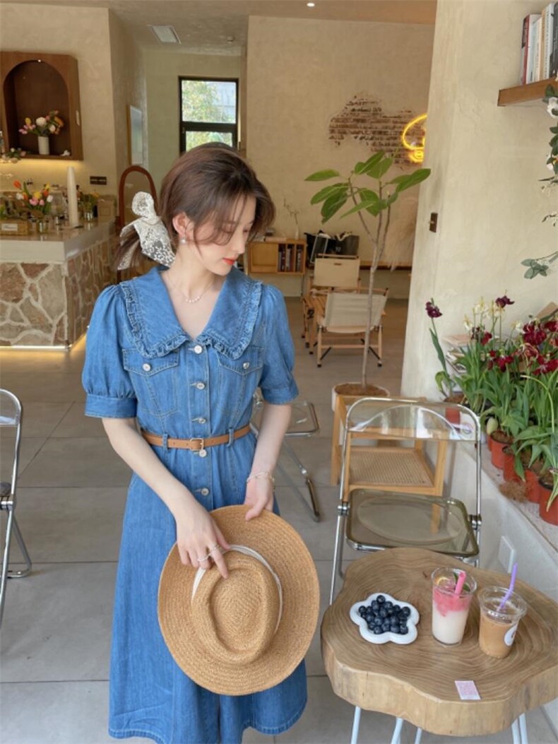 牛仔连衣裙，女装连衣裙，Ee·G