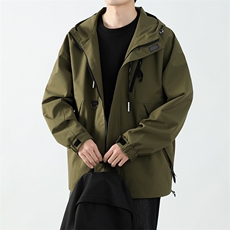 春秋新款男士宽松工装连帽夹克防风防水冲锋衣JK8303-P65，男装夹克，电商B306