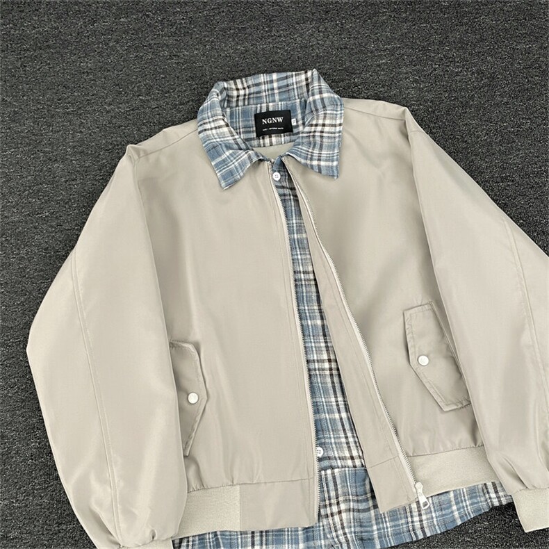 假两件外套男女生春秋季新款拼接撞色宽松飞行服夹克 JKY6633-P70图片
