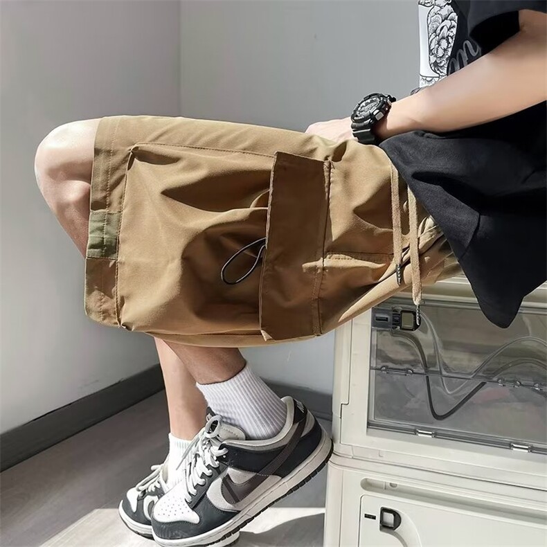 日系潮牌夏季休闲宽松工装短裤男生中裤大口袋百搭五分裤D724-P33,男装休闲裤,星座1008