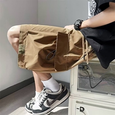 日系潮牌夏季休闲宽松工装短裤男生中裤大口袋百搭五分裤D724-P33，男装休闲裤，星座1008