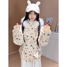 1506A/G78260/P94冬日新款暖和满印星星连帽棉服外套1，男装棉衣，星座1506A