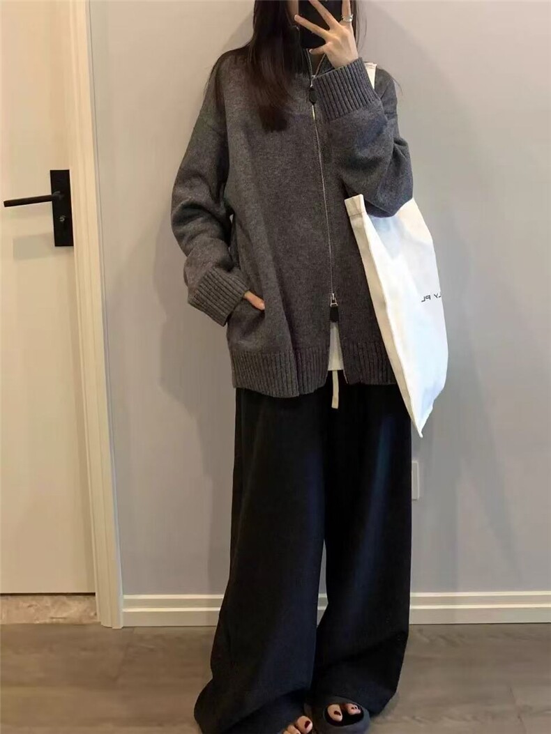 2025年秋季宽松型单件长袖常规开衫,女装羊毛衫,春贝羊绒