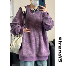 2025春季新款女模自拍大码脏脏色圆领卫衣M-5XHW24555-特P30，男装卫衣，电商A022