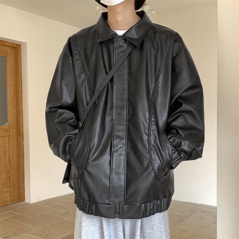 软皮衣服男士机车夹克翻领工装PU皮2025帅气短款JK2137-P80,男装夹克,星座210-1