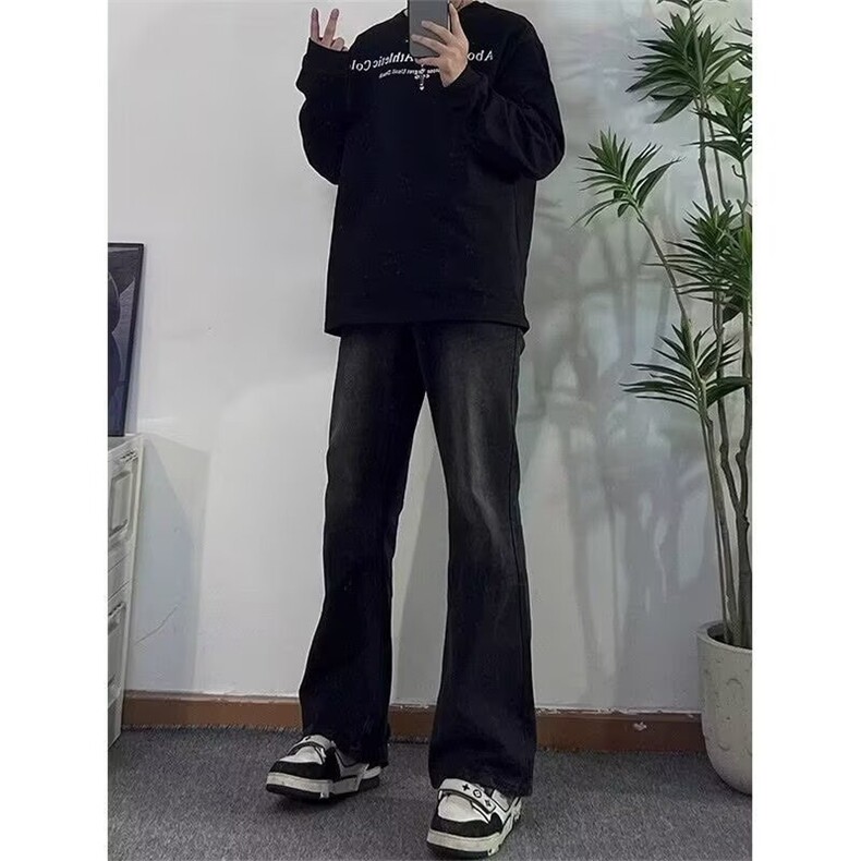 W10691-P21特批网图现货黑色水洗牛仔裤美式高街vibe修身长裤,男装牛仔裤,星座1608