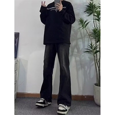 W10691-P21特批网图现货黑色水洗牛仔裤美式高街vibe修身长裤，男装牛仔裤，星座1608