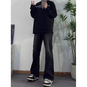W10691-P21 特批 网图现货 黑色水洗牛仔裤美式高街vibe修身长裤图片