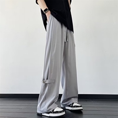 新中式风盘扣裤子男士夏季新款垂感宽松阔腿休闲长裤K5376-P38，男装休闲裤，星座412-3
