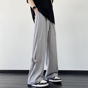 新中式风盘扣裤子男士夏季新款垂感宽松阔腿休闲长裤K5376-P38图片