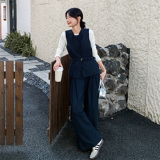 轻熟风韩系马甲套装女2025秋新款时尚穿搭洋气减龄阔腿裤三件套潮，女装套装/套裙，浙宝217