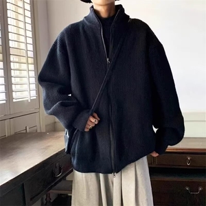 M028-P53 开衫拉链毛衣外套立领男秋冬慵懒高级加厚休闲宽松图片