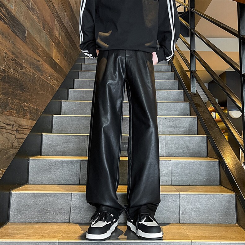 8XL-M特大码皮裤男直通休闲裤软软PU皮宽松阔腿男K9102P75控95，男装皮裤，电商D206-1
