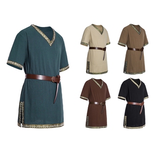 男士中世纪服装万圣节文艺复兴时期骑士海盗复古勇士衬衫B18P45图片
