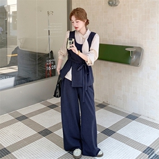 现货新款假两件上衣+阔腿裤两件套2C056-7208-P175控288，女装套装/套裙，2C056