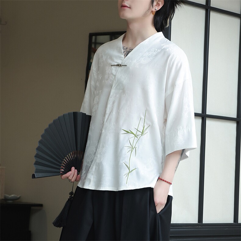 新中式提花风潮T恤短袖上衣刺绣汉服时尚唐装T2403-P55,男装T恤,电商A227