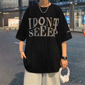 烫钻短袖T恤男夏季潮牌宽松半袖ins港风潮流帅气休闲上衣tx351-25图片