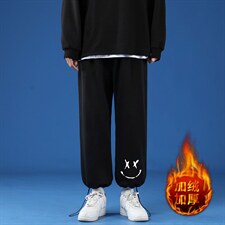 K13190-P35加绒P45春季束脚直筒运动裤男大码宽松休闲卫裤哈伦裤，男装休闲裤，电商A040