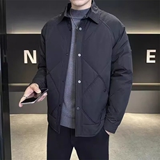 薄棉服男冬新款高端帅气菱形格翻领夹克保暖休闲外套男TT614P86，男装T恤，星座1013-5