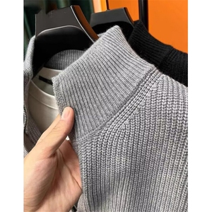 FFY2398-P57 纯色拉链开衫男针织衫秋冬季修身毛衣外套男立领图片
