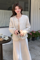 上重工刺绣提花时尚外套春季中国甜美宽松单件圆领单排扣2025，女装短外套，浙宝208A