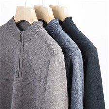 春秋季新款男士毛衣半拉链圆领休闲加厚上衣中年爸爸装针织打底衫，男装针织衫/毛衣，电商B212（原钱塘6029）